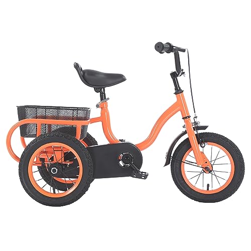 HOARLICN 12 Zoll 3 Räder Dreirad Kinder, Kinderfahrräder Für Jungen/Mädchen Single Speed Dreirad Fahrrad 3 Räder Fahrrad Bike Geeignet Für Kinder Im Alter Von 2-5 Jahren Geschenk Für Kinder, Orange von HOARLICN