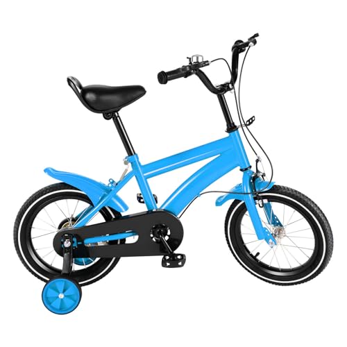 HOARLICN 14 Zoll Kinder Fahrrad, Fahrrad Mountenbike Kinder Lauflernrad Höhenverstellbares Fahrrad Mit Stützrädern Und Bremsen Für 3-4 Jungen Mädchen Jahre Classic Bike, Blau HOARLICN 14 Zoll Kinder Fahrrad, Fahrrad Mountenbike Kinder Lauflernrad Höhenverstellbares Fahrrad Mit Stützrädern Und Bremsen Für 3-4 Jungen Mädchen Jahre Classic Bike, Blau von HOARLICN