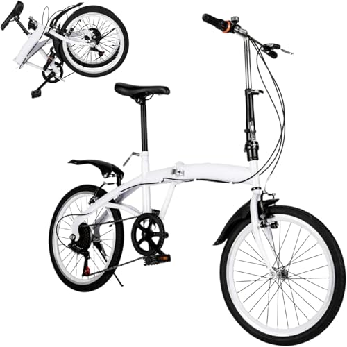 HOARLICN 20 Zoll Klappfahrrad, Faltrad 6-Gang-Klapprad Erwachsene Klappfahrrad Doppel-V-Bremse Faltrad Höhenverstellbares Klapprad für Männer und Frauen, Weiß HOARLICN 20 Zoll Klappfahrrad, Faltrad 6-Gang-Klapprad Erwachsene Klappfahrrad Doppel-V-Bremse Faltrad Höhenverstellbares Klapprad für Männer und Frauen, Weiß von HOARLICN