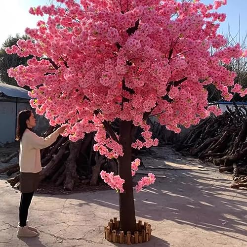 HOBEVOYY Bogen Rosa Fake Sakura Blume Champagner Kirschblütenbaum Große Pflanze Wunschbaum Künstliche Bäume Für Hochzeit Event Party Restaurant Einkaufszentrum 5 * 5m/16,4x16,4ft von HOBEVOYY