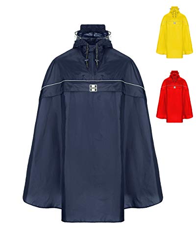 HOCK Fahrrad Regenponcho mit Kapuze inkl. Sichtfenster - Fahrradponcho Wasserdicht mit Reflektoren - Herren Damen Regenschutz - optimales Regencape zum Mitnehmen für alle Biker - Blau - L von HOCK