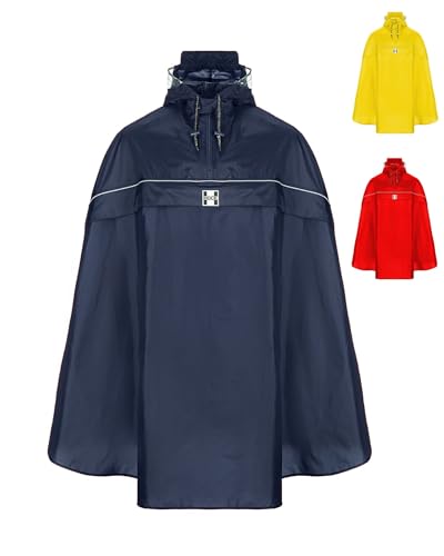 HOCK Fahrrad Regenponcho mit Kapuze inkl. Sichtfenster - Fahrradponcho Wasserdicht mit Reflektoren - Herren Damen Regenschutz - optimales Regencape zum Mitnehmen für alle Biker - Blau - XXL von HOCK