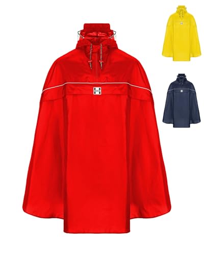 HOCK Fahrrad Regenponcho mit Kapuze inkl. Sichtfenster - Fahrradponcho Wasserdicht mit Reflektoren - Herren Damen Regenschutz - optimales Regencape zum Mitnehmen für alle Biker - Rot - XXL HOCK Fahrrad Regenponcho mit Kapuze inkl. Sichtfenster - Fahrradponcho Wasserdicht mit Reflektoren - Herren Damen Regenschutz - optimales Regencape zum Mitnehmen für alle Biker - Rot - XXL von HOCK