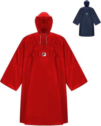 HOCK Wander Regenponcho 'Wetter AS Klima' mit langen Ärmeln - Der Atmungsaktive Outdoor Poncho für Damen und Herren - Regencape mit weitem Schnitt für's Wandern mit Rucksack - Rot Größe M HOCK Wander Regenponcho 'Wetter AS Klima' mit langen Ärmeln - Der Atmungsaktive Outdoor Poncho für Damen und Herren - Regencape mit weitem Schnitt für's Wandern mit Rucksack - Rot Größe M von HOCK