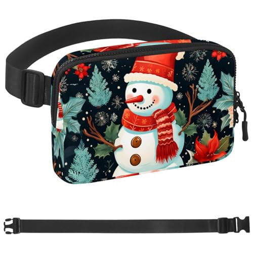 Gürteltasche für Damen und Herren mit Weihnachtsmotiv und Schneemann, zum Wandern, Jogging, Tasche mit verstellbarem Riemen für Laufen, Wandern, Reisen, Mehrfarbig 07, 1.5x9.0x5.9in/4x23x15cm von HOHODIY