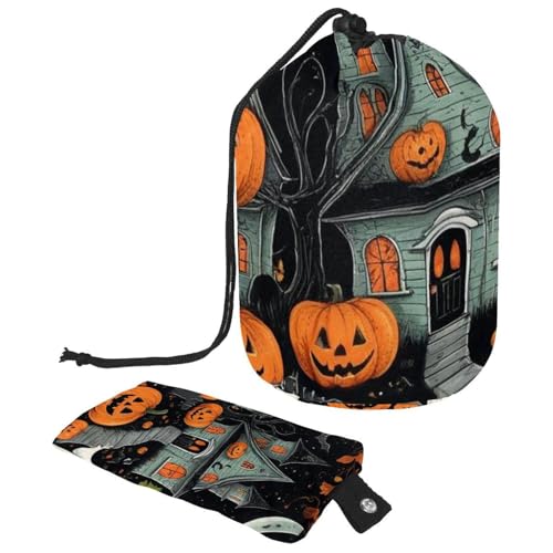 Halloween Illustrations 1_75 Kosmetiktasche mit Kordelzug, multifunktionaler Organizer für Make-up und Toilettenartikel, Mehrfarbig 06, 9.9x6.9in/25.2x17.6cm;6x3.5in/15.2x8.8cm von HOHODIY