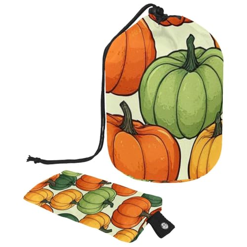 Helloween Pumkins_117 Kosmetiktasche mit Mini-Reißverschlusstasche, Reise-Kulturbeutel für Damen, Kordelzug, Make-up-Organizer, tragbar, wasserdicht, fassförmig, Mehrfarbig 19, von HOHODIY