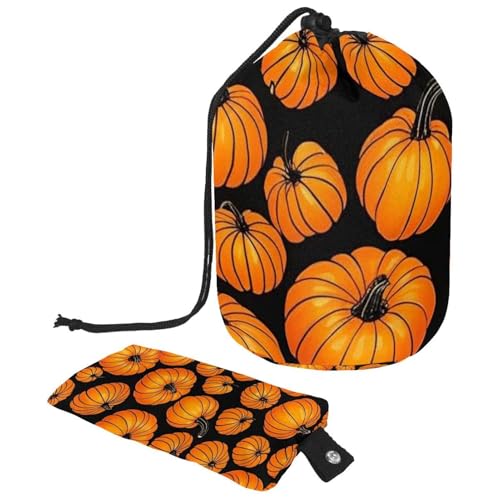 Helloween Pumkins 3_26 Kosmetiktasche mit Mini-Reißverschlusstasche, Reise-Kulturbeutel für Damen, Kordelzug, Make-up-Organizer, tragbar, wasserdicht, Fasstasche, Mehrfarbig 19, von HOHODIY