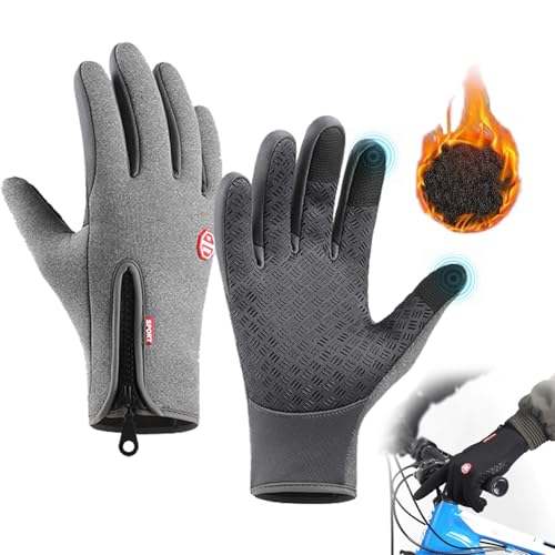 Frostfit - Thermo Handschuhe, Frostfit Thermohandschuhe Herren Damen, Thermo Handschuhe Fahrrad Mit Wasserabweisender Beschichtung Und Touchscreen-Funktion Für Jedes Abenteuer (Grau, S) von HOKUTO