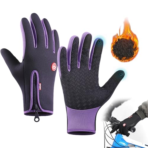 Frostfit - Thermo Handschuhe, Frostfit Thermohandschuhe Herren Damen, Thermo Handschuhe Fahrrad Mit Wasserabweisender Beschichtung Und Touchscreen-Funktion Für Jedes Abenteuer (Lila, L) von HOKUTO