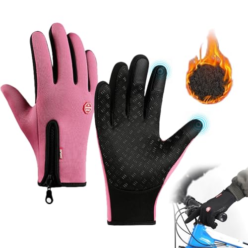 Frostfit - Thermo Handschuhe, Frostfit Thermohandschuhe Herren Damen, Thermo Handschuhe Fahrrad Mit Wasserabweisender Beschichtung Und Touchscreen-Funktion Für Jedes Abenteuer (Rosa, XL) von HOKUTO