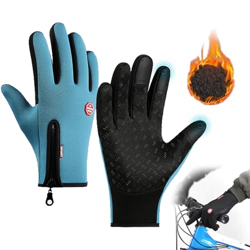 Frostfit - Thermo Handschuhe, Frostfit Thermohandschuhe Herren Damen, Thermo Handschuhe Fahrrad Mit Wasserabweisender Beschichtung Und Touchscreen-Funktion Für Jedes Abenteuer (Seeblau, XL) von HOKUTO