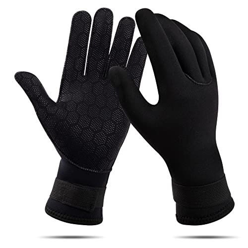 HOLEMZ Tauchhandschuhe 3mm Neoprenanzug Handschuhe Schwarz Elastischem Verstellbarem Handgelenk Zweilagige Rutschfesten Flexibel für Wassersport Surfen Schnorcheln Schwimmen Männer Frauen HOLEMZ Tauchhandschuhe 3mm Neoprenanzug Handschuhe Schwarz Elastischem Verstellbarem Handgelenk Zweilagige Rutschfesten Flexibel für Wassersport Surfen Schnorcheln Schwimmen Männer Frauen von HOLEMZ