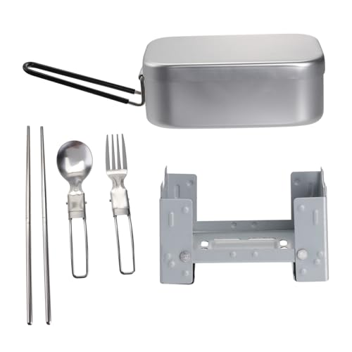 HOLIDYOYO 1 Satz Zusammenklappbare Lunchbox Aus Aluminium Camping Teller Snack Veranstalter Zubehör System Abteil Wärmer Behälter Küche Krug Schüsseln Flasche Silver Aluminiumlegierung von HOLIDYOYO