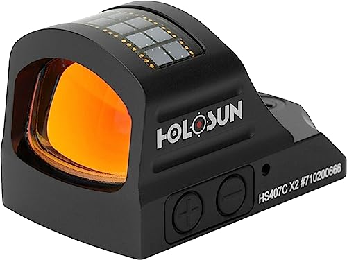 Holosun HS407C-X2 Offenes Reflex Rotpunktvisier + 2MOA Punkt Absehen, Solarzelle, schwarz, Jagd, Sportschießen Softair, tactical mini - 70149029 von HOLOSUN