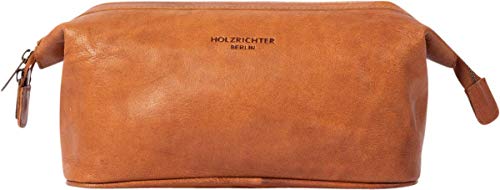 HOLZRICHTER Berlin Kulturbeutel No 5-1 (M) Cognac - Große, hochwertige Kulturtasche handgefertigt aus Premium-Leder von HOLZRICHTER Berlin