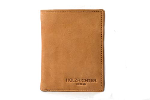 HOLZRICHTER Berlin Premium Geldbörse aus Leder (L) - Handgefertigtes Herren Portemonnaie hoch - Camel-braun von HOLZRICHTER Berlin