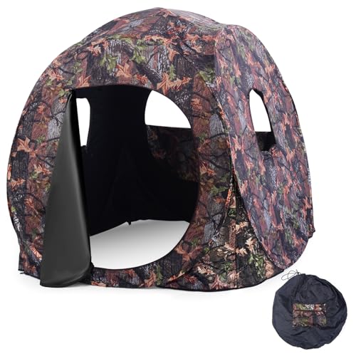 HOMASIS Jagdzelt für 2-3 Personen, Pop up Tarnzelt mit 3 Fenstern & 1 Tür, tragbares Jagdversteck mit Tragetasche, Jägerzelt für die Hirsch- und Wildschweinjagd, 152 x 152 x 163 cm HOMASIS Jagdzelt für 2-3 Personen, Pop up Tarnzelt mit 3 Fenstern & 1 Tür, tragbares Jagdversteck mit Tragetasche, Jägerzelt für die Hirsch- und Wildschweinjagd, 152 x 152 x 163 cm von HOMASIS