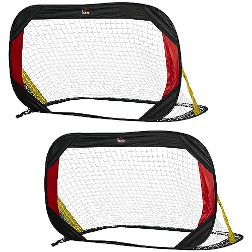 HOMCOM 2er Set Fußballtore Faltbares Fußballnetz für Kinder, Erwachsene Minitore Kickback für den Garten, Park Stahl Polyester Schwarz 120 x 80 x 80 cm von HOMCOM