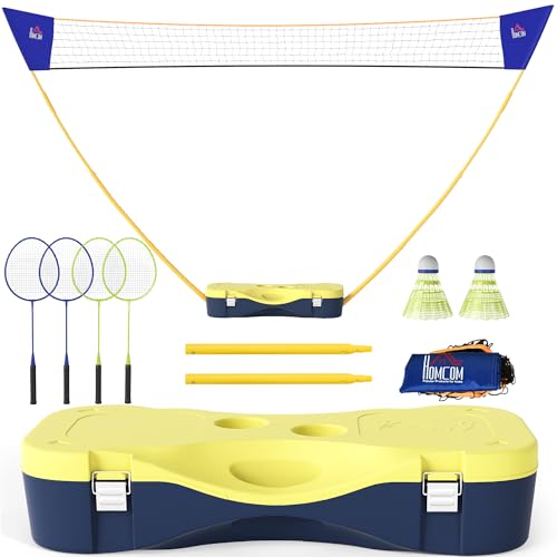 HOMCOM Badminton Netz mit Stand, Badminton-Netzständer, tragbarer Netzständer, Badmintonnetz mit 4 Badminton-Schlägern, Outdoor-Sport, Gelb+Blau, 286 x 33 x 157 cm HOMCOM Badminton Netz mit Stand, Badminton-Netzständer, tragbarer Netzständer, Badmintonnetz mit 4 Badminton-Schlägern, Outdoor-Sport, Gelb+Blau, 286 x 33 x 157 cm von HOMCOM
