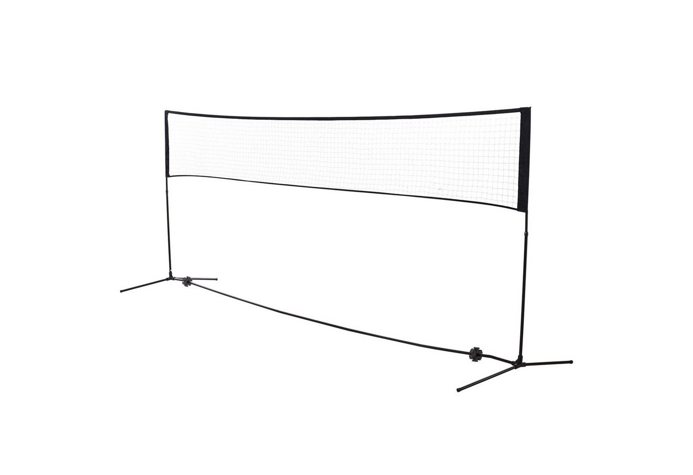 HOMCOM Badmintonnetz Set Höhenverstellbar Volleyballnetz, Metall Polyester Schwarz (Set, 1-St., faltbares Tennisnetz mit Badmintonschläger 94,158H cm), W400 x D103 cm von HOMCOM