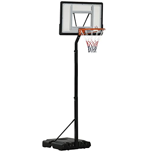 HOMCOM Basketballständer mit Rädern rollbar 260-310 cm höhenverstellbar Basketballkorb mit Ständer geeignet für den Außen- und Innenbereich Stahl Kunststoff Schwarz von HOMCOM