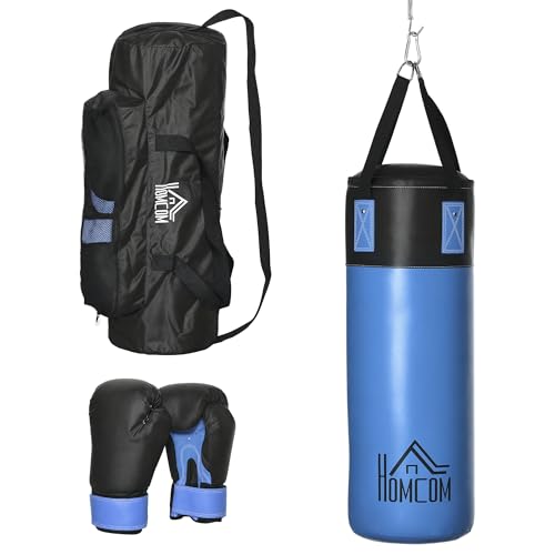 HOMCOM Boxsack-Set Box-Set mit Boxhandschuhen Gefüllt Set für Erwachsene Jugendlichen bis 100 KG Belastbar Ø25 x 102 cm Blau HOMCOM Boxsack-Set Box-Set mit Boxhandschuhen Gefüllt Set für Erwachsene Jugendlichen bis 100 KG Belastbar Ø25 x 102 cm Blau von HOMCOM