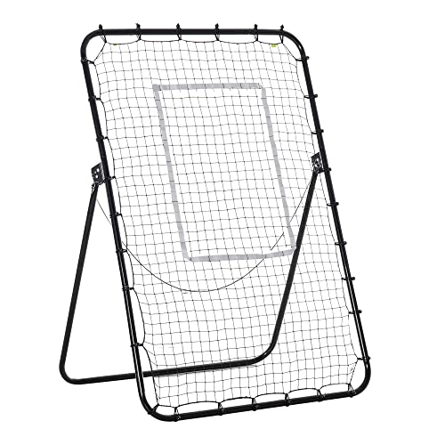 HOMCOM Fußball Rebounder, Klappbarer Fußballtor, Kickback Rückprallwand mit 4 Verstellbaren Stufen, Metallrahmen für Kinder, Erwachsene 123 x 73 x 178,5 cm, Schwarz von HOMCOM