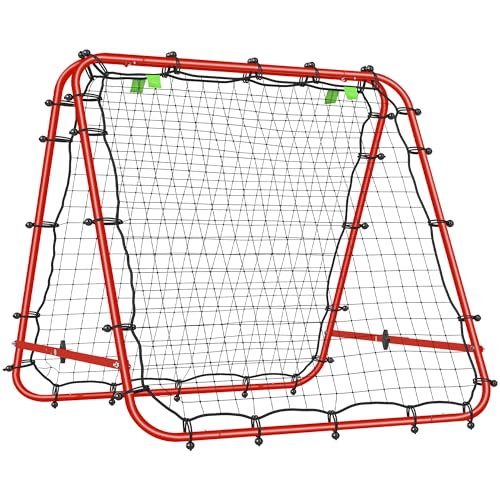 HOMCOM Rebounder für Fußball, verstellbar Prellwand in 5 Stufen, Rebound mit Heringen, tragbar, Kickback Tor Fußballtor für Jugendliche, Rückprallwand für Handball Training 100 x 95 x 90 cm, Rot HOMCOM Rebounder für Fußball, verstellbar Prellwand in 5 Stufen, Rebound mit Heringen, tragbar, Kickback Tor Fußballtor für Jugendliche, Rückprallwand für Handball Training 100 x 95 x 90 cm, Rot von HOMCOM