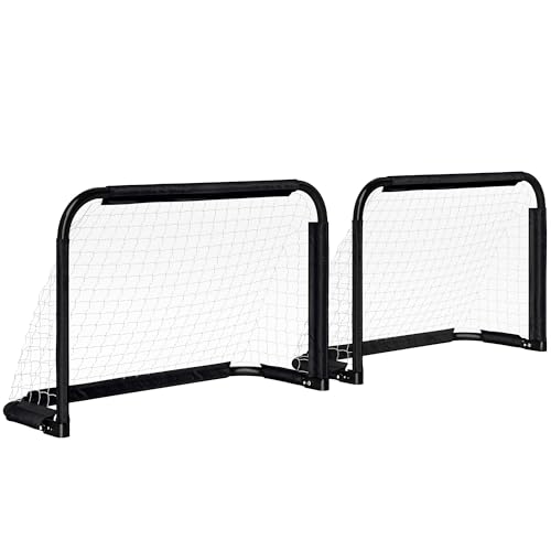 HOMCOM Fußballtor 2er Set Klappbar Fussballtore mit Metallrahmen für Kinder und Erwachsene, Garten, 90 x 36 x 60 cm, Schwarz HOMCOM Fußballtor 2er Set Klappbar Fussballtore mit Metallrahmen für Kinder und Erwachsene, Garten, 90 x 36 x 60 cm, Schwarz von HOMCOM