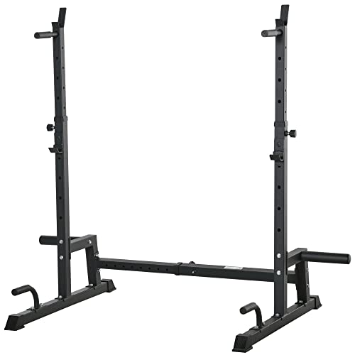 HOMCOM Hantelständer Multi-Funktions Langhantelablage Hantelablage höhenverstellbar Langhantel Krafttraining bis 150 kg belastbar Barbell Rack Stahl Schwarz von HOMCOM