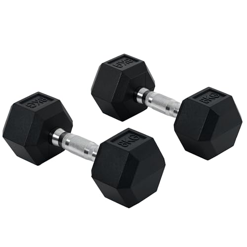 HOMCOM Hexagon Kurzhanteln 2er Set Gusseisen Hanteln Griff gerändelt Hantel Set Kurzhantelset Gewichte Metall Gummi schwarz 2 x 8 KG HOMCOM Hexagon Kurzhanteln 2er Set Gusseisen Hanteln Griff gerändelt Hantel Set Kurzhantelset Gewichte Metall Gummi schwarz 2 x 8 KG von HOMCOM