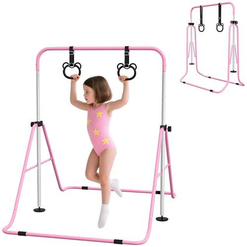 HOMCOM Kinder Gymnastik Turnreck 5-stufige höhenverstellbar Reckstange Reckanlage mit Gymnastikringen für Indoor bis 50 kg belastbar Stahl Rosa HOMCOM Kinder Gymnastik Turnreck 5-stufige höhenverstellbar Reckstange Reckanlage mit Gymnastikringen für Indoor bis 50 kg belastbar Stahl Rosa von HOMCOM