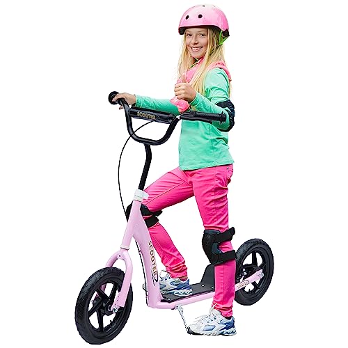 HOMCOM Kinderroller mit Hinterbremse Kickscooter 12 Zoll Tretroller Roller Scooter Cityroller für Kinder Kickboard Höhenverstellbar Stahl Eva Rosa 120 x 52 x 80-88 cm HOMCOM Kinderroller mit Hinterbremse Kickscooter 12 Zoll Tretroller Roller Scooter Cityroller für Kinder Kickboard Höhenverstellbar Stahl Eva Rosa 120 x 52 x 80-88 cm von HOMCOM