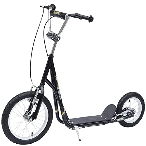 HOMCOM Kinderroller 16/12 Zoll Scooter Tretroller mit Bremsen Cityroller Kickboard Kinder Roller für 5+ Jahre Kinder Schwarz 135 x 58 x 92-100 cm HOMCOM Kinderroller 16/12 Zoll Scooter Tretroller mit Bremsen Cityroller Kickboard Kinder Roller für 5+ Jahre Kinder Schwarz 135 x 58 x 92-100 cm von HOMCOM