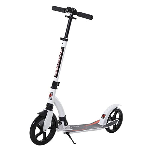 HOMCOM Kinderscooter, Kickscooter mit Stoßdämpfung, Tretroller, Klappbar und Höheverstellbar, ab 14 Jahren, Aluminium, Weiß, 92,5 x 37,5 x 82-97 cm HOMCOM Kinderscooter, Kickscooter mit Stoßdämpfung, Tretroller, Klappbar und Höheverstellbar, ab 14 Jahren, Aluminium, Weiß, 92,5 x 37,5 x 82-97 cm von HOMCOM