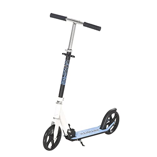 HOMCOM Kinderscooter Kinderroller Tretroller Cityroller Kinder Roller Kickboard für 6+ Kinder höhenverstellbar faltbar Weiß 84 x 34 x 86-96 cm von HOMCOM