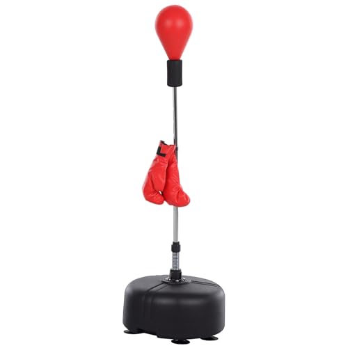 HOMCOM Punchingball mit Ständer, 136-154 cm höhenverstellbar Boxsack, Standboxball mit Boxhandschuhen, für Jugendliche und Erwachsene, für Ausrüstung, Stressabbau, Fitness, Rot HOMCOM Punchingball mit Ständer, 136-154 cm höhenverstellbar Boxsack, Standboxball mit Boxhandschuhen, für Jugendliche und Erwachsene, für Ausrüstung, Stressabbau, Fitness, Rot von HOMCOM