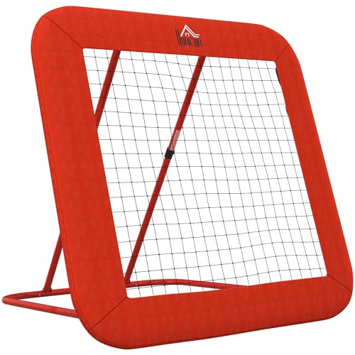 HOMCOM Rebounder für Fußball, Prellwand mit Schutzkante Heringen, verstellbar in 5 Stufen, tragbares Rebound, Fußballtor für Jugendliche, Rückprallwand für Handball Training 128x118x120cm, Rot HOMCOM Rebounder für Fußball, Prellwand mit Schutzkante Heringen, verstellbar in 5 Stufen, tragbares Rebound, Fußballtor für Jugendliche, Rückprallwand für Handball Training 128x118x120cm, Rot von HOMCOM
