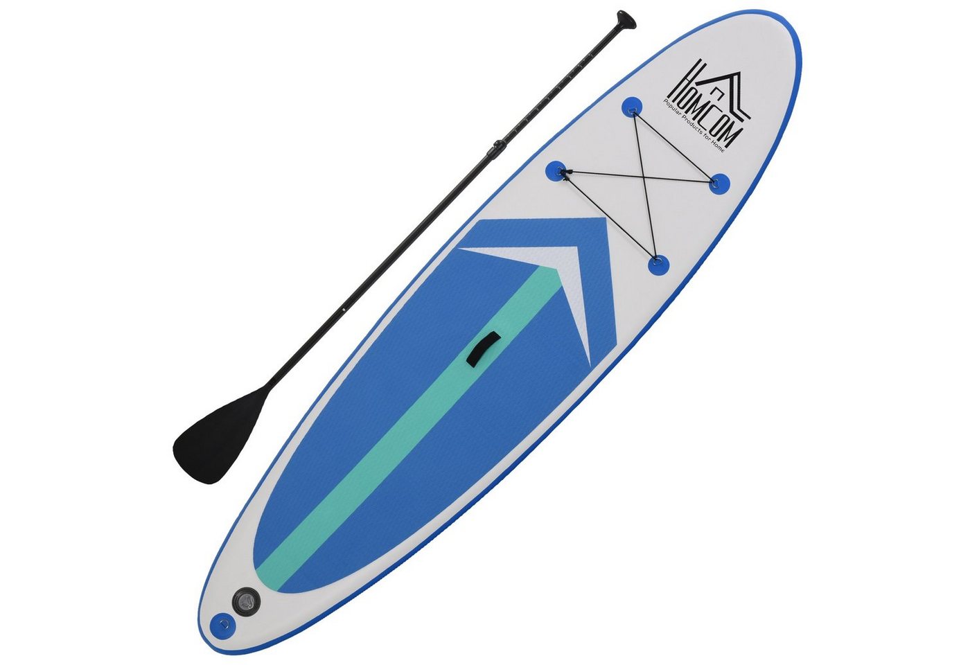 HOMCOM SUP-Board Surfbrett, Longboard, (Surfbrett, 1 tlg., Paddle Board), mit Paddel, Blau+Weiß von HOMCOM