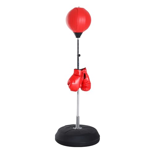 SPORTNOW Boxsack, Boxständer mit Handschuhe, Punchingball, 1,26-1,44 m Höhenverstellbarer Standboxball, Standboxtrainer für Boxing, Zuhause Kunstleder Rot SPORTNOW Boxsack, Boxständer mit Handschuhe, Punchingball, 1,26-1,44 m Höhenverstellbarer Standboxball, Standboxtrainer für Boxing, Zuhause Kunstleder Rot von HOMCOM