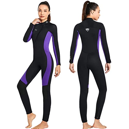 Herren/Damen Lange Neoprenanzug, Front Reissverschluss Komplette Neoprenanzüge in kaltem Wasser zum Schutz Tauchanzug, Erwachsene 3mm Neopren Nassanzüge, zum Surfen, Schnorcheln, Damen Lila, XL von HOMELECT