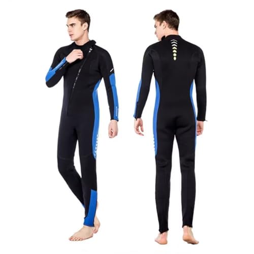 Voller Neoprenanzug für Herren, 3mm Neopren-Tauchanzüge mit Reißverschluss Vorne, One-Piece Lange Ärmel Rash Guard Surfanzug, zum Schnorcheln, Kajakfahren, Stehpaddeln, Herren Bule, L von HOMELECT