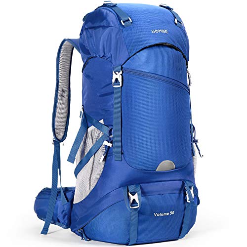 HOMIEE Wanderrucksack 50L, Herren Damen Wasserdichter Trekkingrucksack Reiserucksack Outdoor Wandern Rucksack Mit Regenabdeckung, Backpacker rucksack Für Wandern, Bergsteigen, Camping, Reisen Sport von HOMIEE