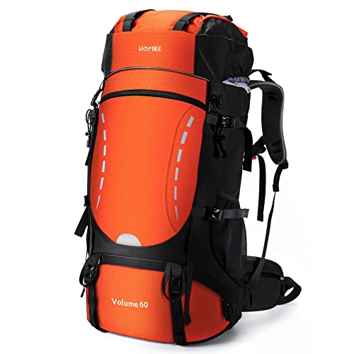 HOMIEE Wanderrucksack 60L, Herren Damen Wasserdichter Leichter Trekkingrucksack Reiserucksack Wandern Großer Rucksack mit Regenabdeckung, Bergrucksack für Hiking, Reisen, Camping, Sport von HOMIEE