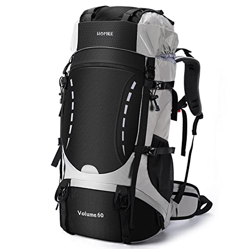 HOMIEE Wanderrucksack 60L, Trekkingrucksack Herren Damen Camping Trekking Rucksack Reiserucksack Wanderrucksack Wasserdicht Groß mit Regenabdeckung für Reisen, Hiking, Camping, Wandern von HOMIEE