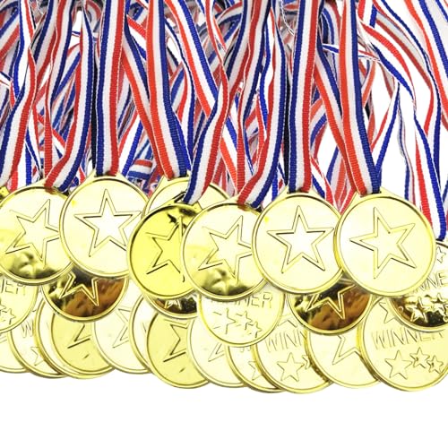 HOMURY Goldmedaille für Kinder, 100 Stück Gewinner Goldmedaillen, Goldfarbene Siegermedaillen, Gold Siegermedaillen für Kinder Parteibevorzugungen und Sportpreise von HOMURY