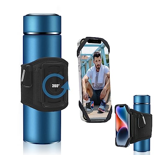 HOMURY Gym Wasserflasche Zubehör, 360° Smart Lock Handyhalter Kartenfach Wasserflasche Strap Halter für Handy, Handyhalter für Flaschen, mit Karabiner und AirPod Case Tasche für Fitness, Wandern von HOMURY