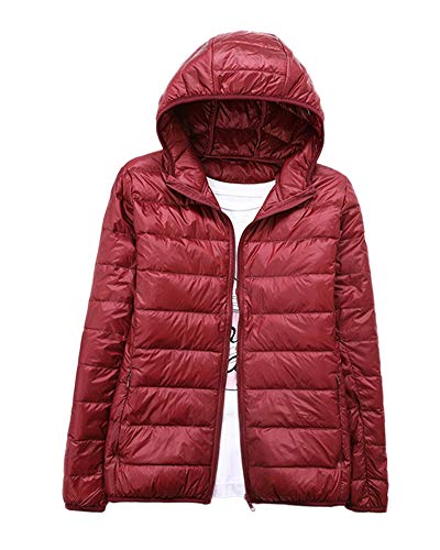 Damen Down Hoody,Kurze Leichte Daunenjacke mit Kapuzen,Steppjacke Gesteppt Leichter Daunenmantel Winter Modische Übergangsjacke Daunen Winterjacke Warme Winddicht Softdaunenjacke Jacke Weinrot 6XL Damen Down Hoody,Kurze Leichte Daunenjacke mit Kapuzen,Steppjacke Gesteppt Leichter Daunenmantel Winter Modische Übergangsjacke Daunen Winterjacke Warme Winddicht Softdaunenjacke Jacke Weinrot 6XL von HONGBI
