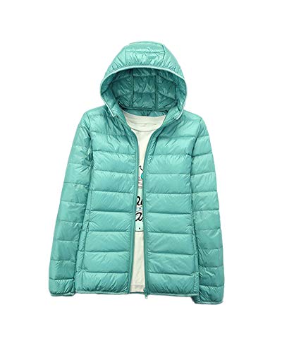 HONGBI Damen Down Hoody,Kurze Leichte Daunenjacke mit Kapuzen,Steppjacke Gesteppt Leichter Daunenmantel Winter Modische Übergangsjacke Daunen Winterjacke Warme Winddicht Softdaunenjacke Jacke Grün L von HONGBI